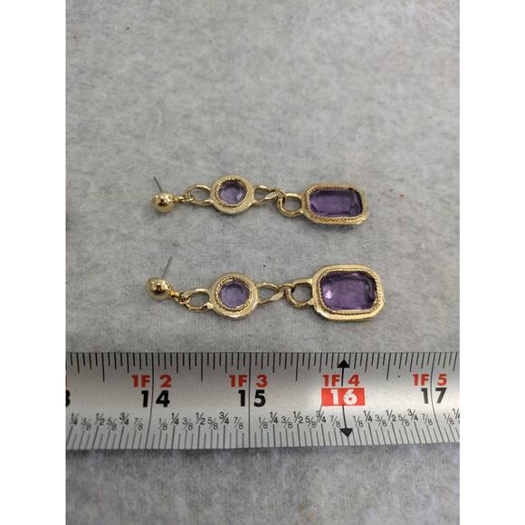 Set Of‎ 3 Vintage Earrings Rhinestone Tassel Leopard Drop Dangle Stud - Picture 11 of 11